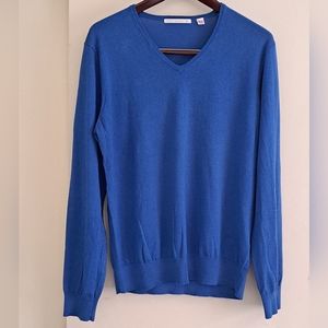 Men Blue Sweater 100% Cashmere Size M